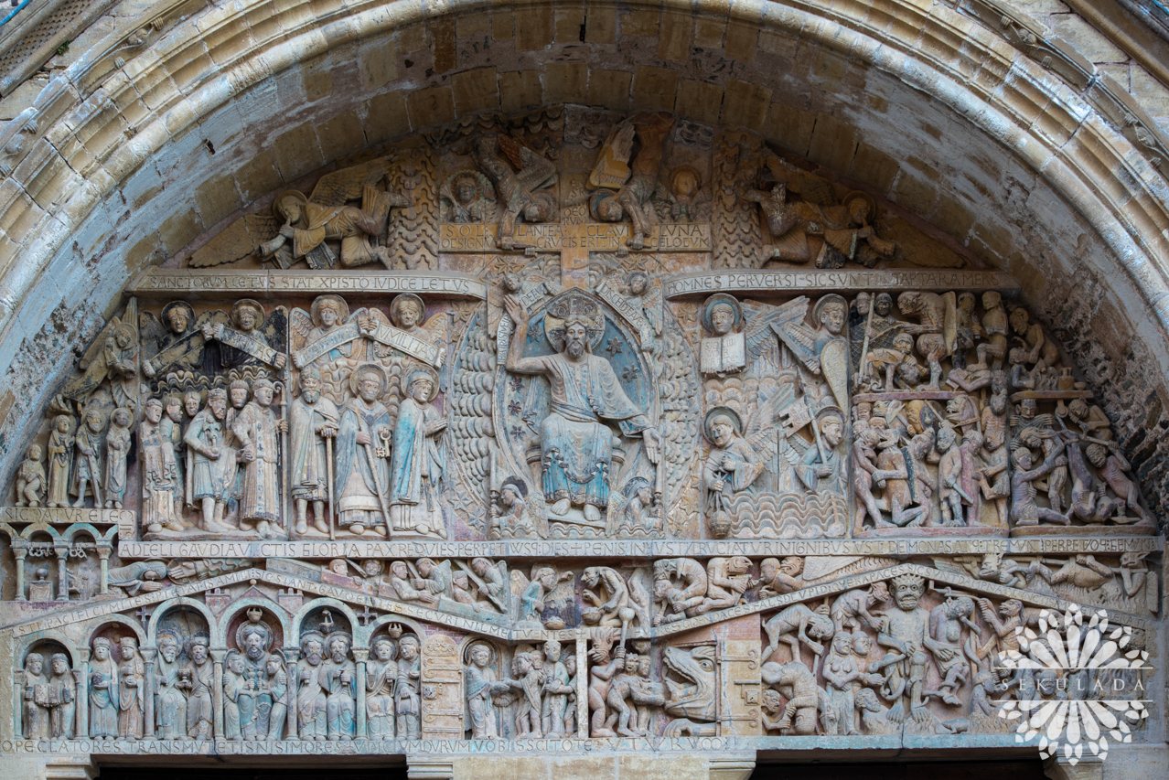 Tympanon Sądu Ostatecznego (fr. Tympan du jugement dernier de Conques); opactwo w Conques, Francja.